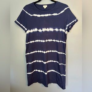 Blue & white tie dye dress. J. Crew Factory. Size Large.